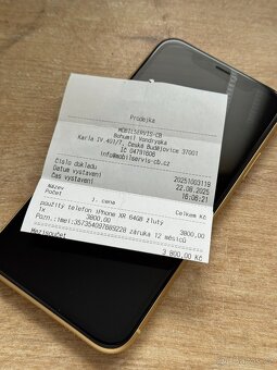 iPhone Xr 64GB žlutý - 100% baterie, záruka - 8