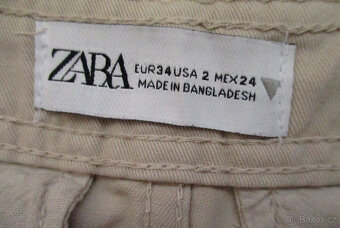Dámské bavlněné kalhoty cargo béžové Zara XS 34 - 8