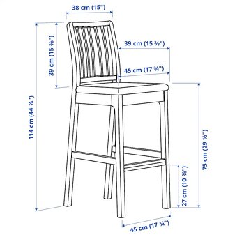 EKEDALEN Barová stolička s opěrkou, Ikea 2ks - 8