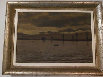 Jezero za soumraku s loďkami Karel Zápeca - 8