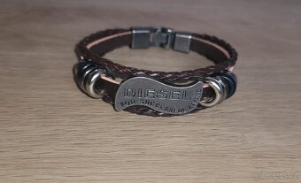 Nový pánský i Unisex kožený náramek značkový diesel hnědý - 8