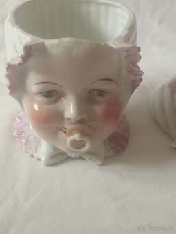 Stará porcelánová dóza na dudlíky - miminko - 8