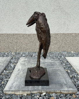 Bronzová socha Pár marabu exotická soška ptáků luxusní dekor - 8