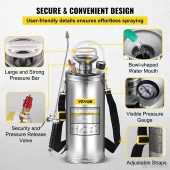 Nerezový postřikovač VEVOR o objemu 8 l - 8