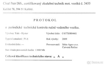 Paletový vozík Yale-Hyster P 1.6 - 8