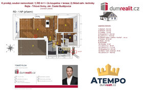K prodeji, soubor nemovitostí: 1) RD 4+1 + 2x koupelna; 2) z - 8