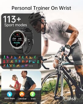 Chytré hodinky S52 – 1,39" volání, IP68, v češtině / černé - 8