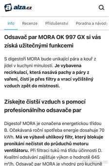 Zánovní digestoř MORA OK 997 GX - 8