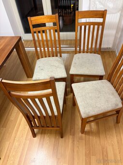 Dubový masivní stůl + 4ks židlí - 8