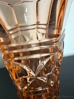 Váza Art deco - růžové sklo - 8