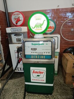 Stará benzínová americká pumpa Wayne, Sinclair, patina - 8