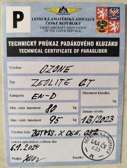 Paraglider OZONE GEOLITE GT, MS,2023,(80-95kg),151h - 8
