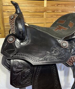 Westernové sedlo 23) černé Floral hnědý krokodý - 8