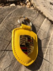 Žlutá kožená klíčenka Porsche přívěšek na klíče - 8