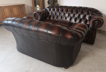 Kožená, Chesterfield souprava 3+2. Originál Centurion. - 8