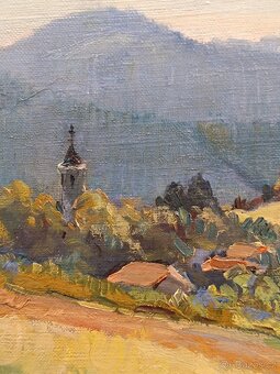 Obraz R. Banda, Vesnice, olej na plátně 65x79 - 8