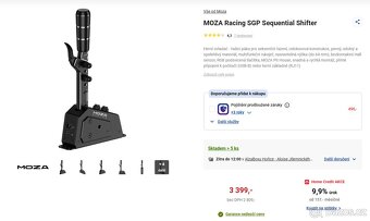 MOZA R5 Racing Set + Shifter + Handbrake + Křeslo – TOP STAV - 8