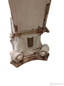 Starožitný, starý velký dřevěný sloup, Baroko? Rokoko? - 8