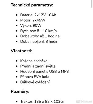 Dětský elektrický traktor - 8