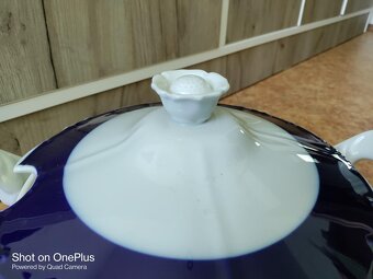 STARÁ PORCELÁNOVÁ TERINA - ZDOBENA KOBALTOVOU MODŘÍ - 8