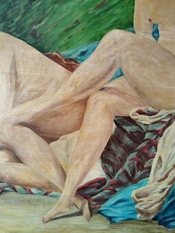 obraz LOVKYNĚ, akt, olej, sign. F. Dobřanský 1940, 125x90cm - 8