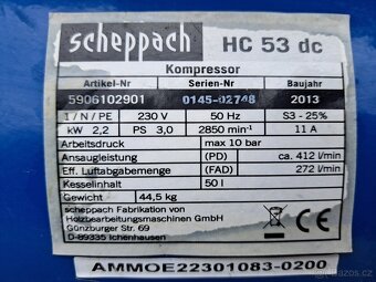 Kompresor Scheppach HC 53 DC, 10 bar, 2 válec - 8