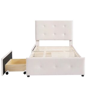 Čalouněná postel 90x200 cm s lamelovým roštem a 2 zásuvkami - 8