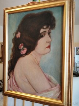 obraz DÁMA, PORTRÉT, olej na kartonu, kopie Ženíšek - 8