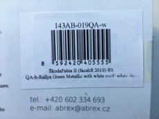 Model ŠKODA Fabia II RS Zelená metalíza "Rallye"  Abrex 1/43 - 8
