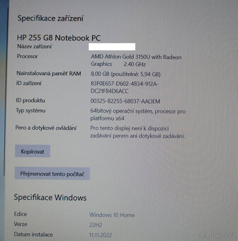HP 255 G8, 8/256 GB, r. v. 2022 - 8