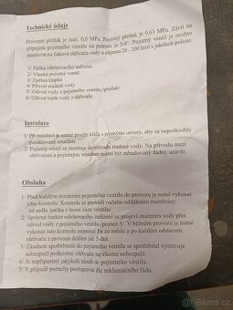 Pojistný ventil k bojleru 3/4" - 8