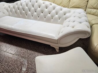 CHESTERFIELD ŠTÝL,KOŽENÁ BIELA PEVNÁ,ZĽACNENÁ - 8