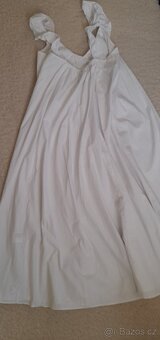 H&M bílé bavlněné letní dlouhé šaty - 8