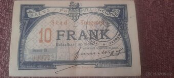 BELGICKÁ NOUZOVÁ BANKOVKA 10 FRANKŮ B 00077 TONGEREN UNC 191 - 8
