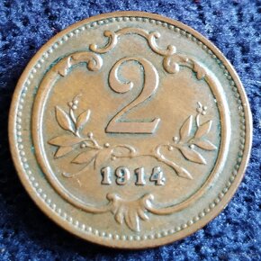 2 haléře 1912,1913,1914,1915 b.zn. F.J.I. R-U
- 8