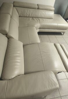 Kožená rohová sedací souprava - PRAVÁ KŮŽE, jak NOVÁ - 8