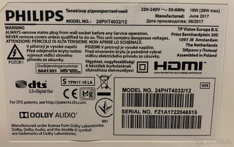 TV LED Philips 24” (60cm) DVB-T 2 (neni potřeba STB) - 8