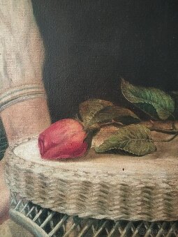 obraz DÁMA S PERLOVÝM NÁHRDELNÍKEM, olej, sign. +89 - 8