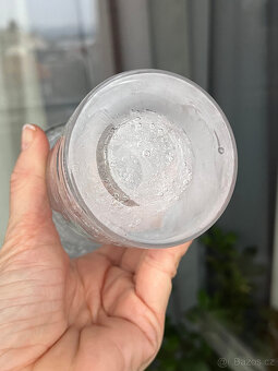 Váza 15 cm, bublinkové čiré hutní sklo - 8