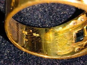 Cca 100 letny zlaty damsky prsten Diamanty a safiry - 8