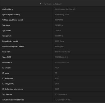 Prodám grafickou kartu Radeon RX 6700 XT 12GB - 8