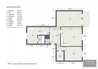 Pronájem 3+1+ lodžie, 82 m2, s komorou, samostatné pokoje, M - 8
