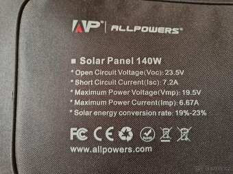 Solární panel Allpowers 140W, skládací, cestovní, 3x usb,MC4 - 8