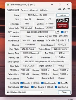AMD RX 6800 16GB  //Plně funkční//Záruka - 8