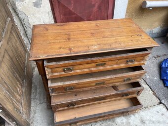 ✅ Starožitná dřevěná komoda | masivní dřevo | 4 šuplíky - 8