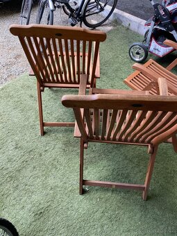 TEAK 4 ks KŘESLA "JUTLANDIA" POLOHOVATELNÁ + POLSTRY - 8