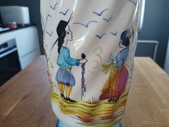 BRETAŇSKÁ FAJÁNS VÁZA QUIMPER RUČNĚ MALOVANÁ - 8