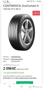 NOVÁ letní sada pneu CONTINENTAL R15 185/65 88H - 8