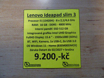 Notebook Lenovo Ideapad slim 3 v záruce Datart - 8