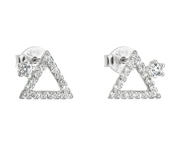 Nové stříbrné náušnice se zirkony - trojúhelníky - 8